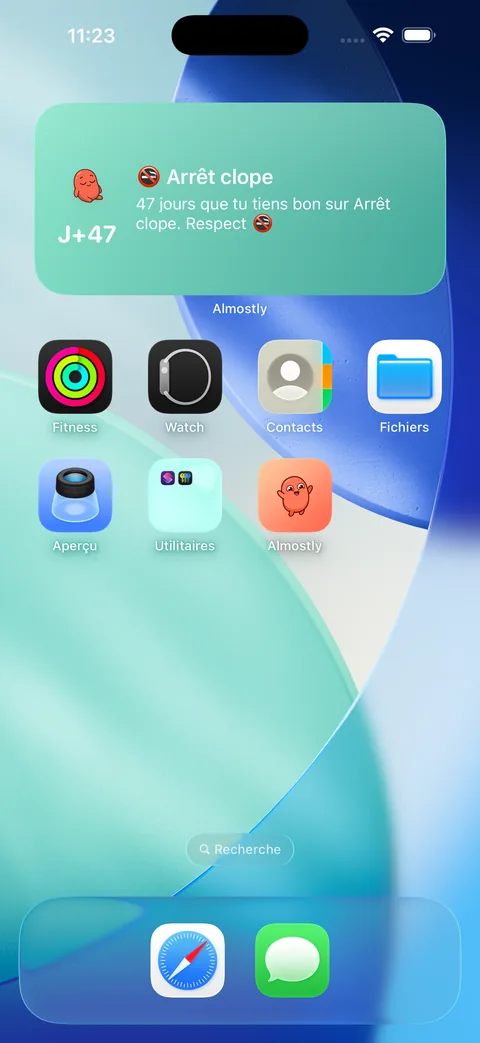 Almostly, widget compte à rebours sur l'écran d'accueil iPhone